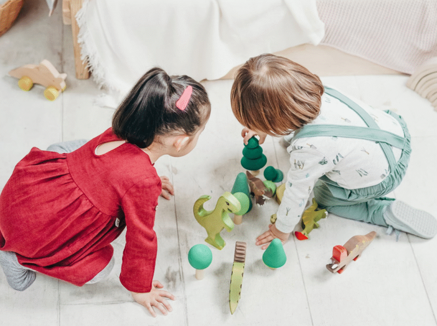 Toddlers play together with a huge range of toys and activities at the Ark Toddler group in South Lynn, Norfolk.